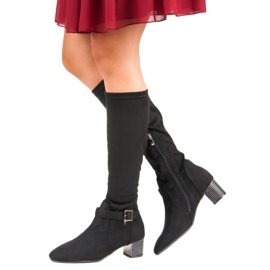 Bottines à talons en daim le noir 4