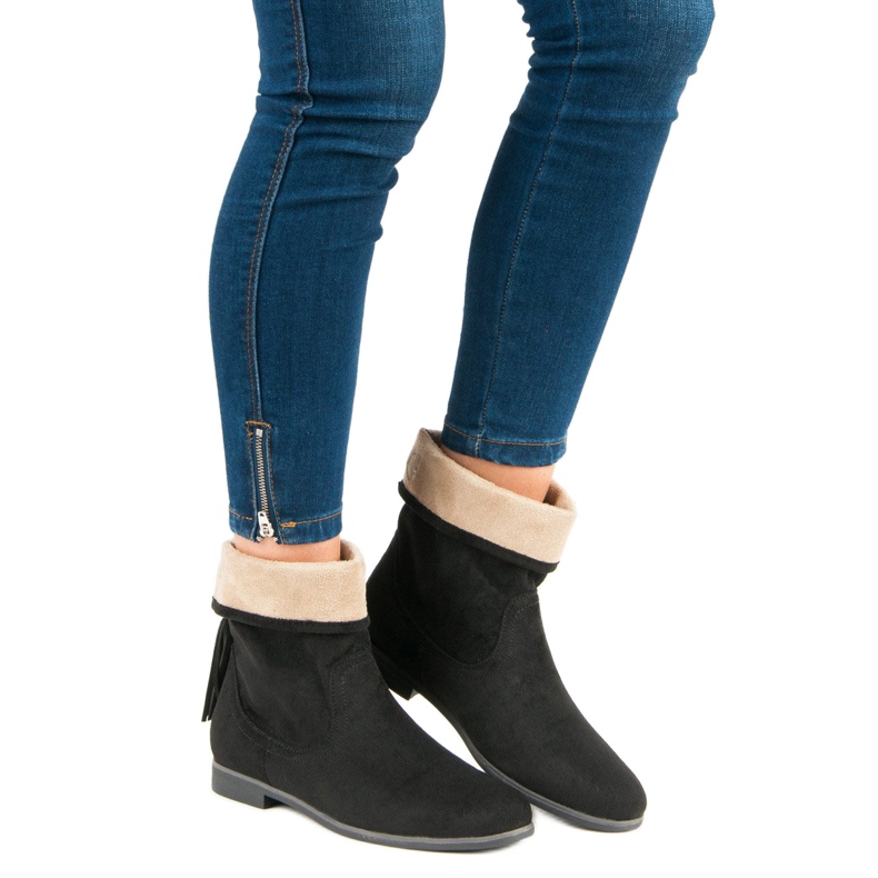 Weide Bottines bohèmes en daim le noir 2