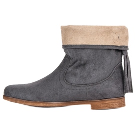 Weide Bottines bohèmes en daim gris 1