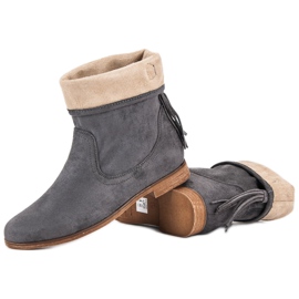 Weide Bottines bohèmes en daim gris 2