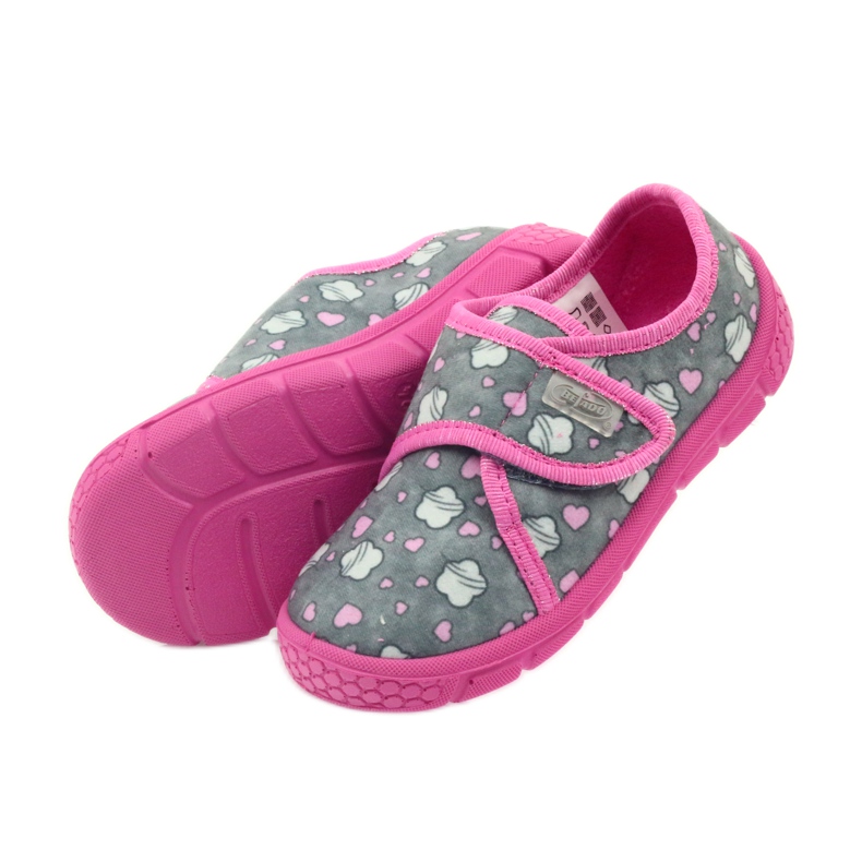 Chaussures enfants Befado 557X041 pantoufles gris rose 4