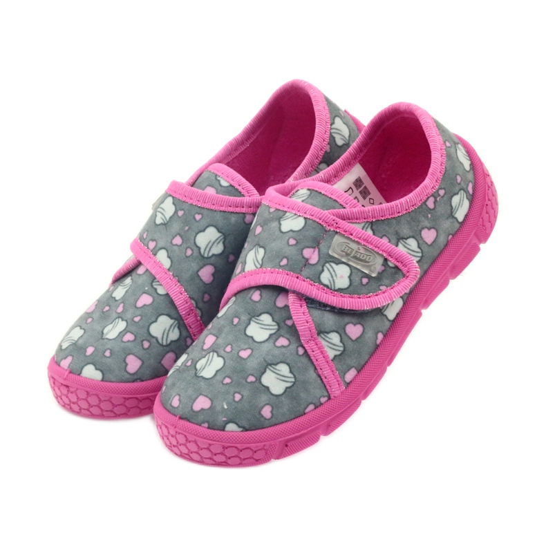 Chaussures enfants Befado 557X041 pantoufles gris rose 3