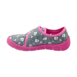 Chaussures enfants Befado 557X041 pantoufles gris rose 2