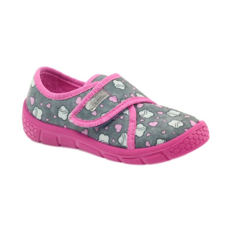Chaussures enfants Befado 557X041 pantoufles gris rose 1
