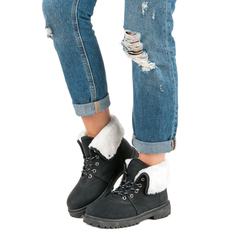 Trappeurs noirs avec fourrure le noir 2