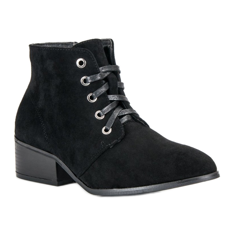 Bottines noires nouées le noir 1