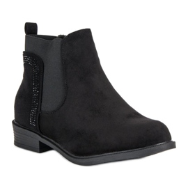 Bottes à talons plats le noir 1