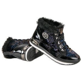 Aclys Baskets nouées à la mode noir multicolore 2