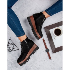 Kylie Bottes compensées en daim noir 1