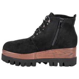 Kylie Bottes compensées en daim le noir 2