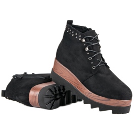 Kylie Bottes compensées en daim le noir 3