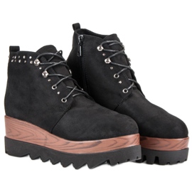 Kylie Bottes compensées en daim le noir 4