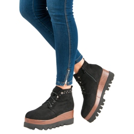 Kylie Bottes compensées en daim le noir 6