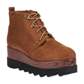 Kylie Bottes compensées en daim brun 1