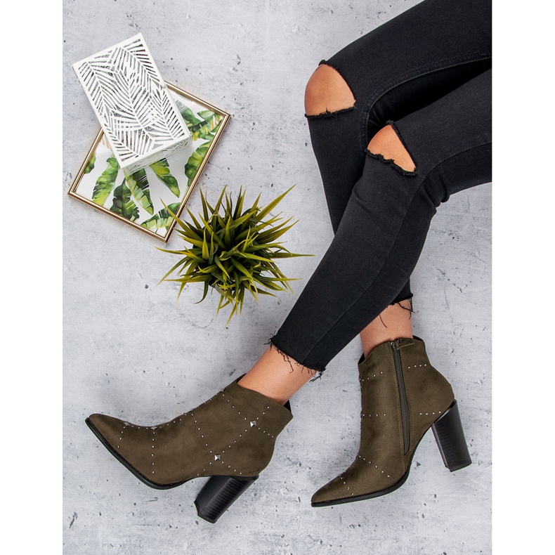 Kylie Bottines en daim kaki multicolore vert 1