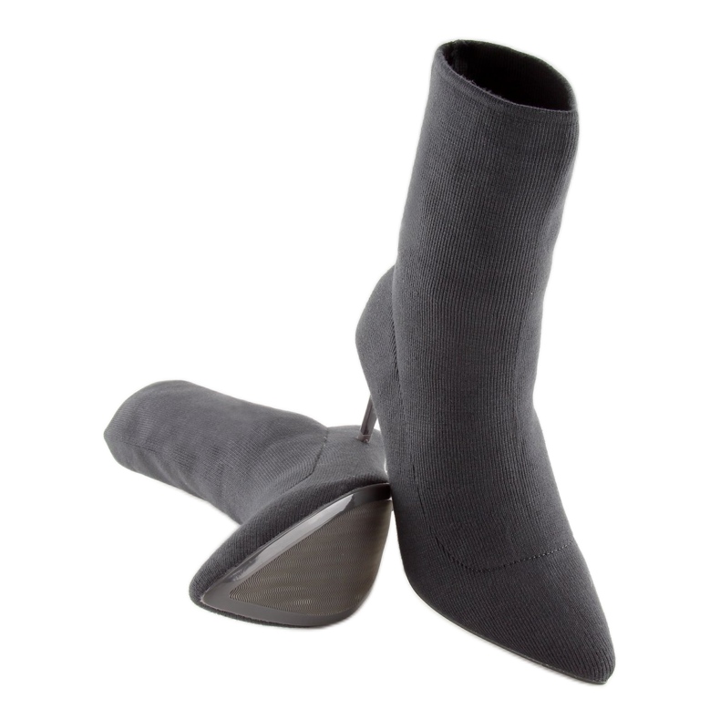 Bottines chaussettes grises sur talon LL-103p Gris 1