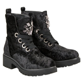 Kylie Bottes en velours à la mode le noir 6