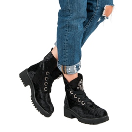 Kylie Bottes en velours à la mode le noir 2