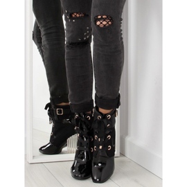Bottines noires à talon métallisé AE69P le noir 2