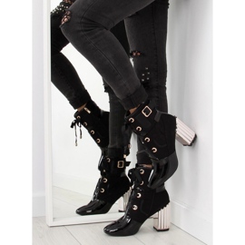 Bottines noires à talon métallisé AE69P le noir 3