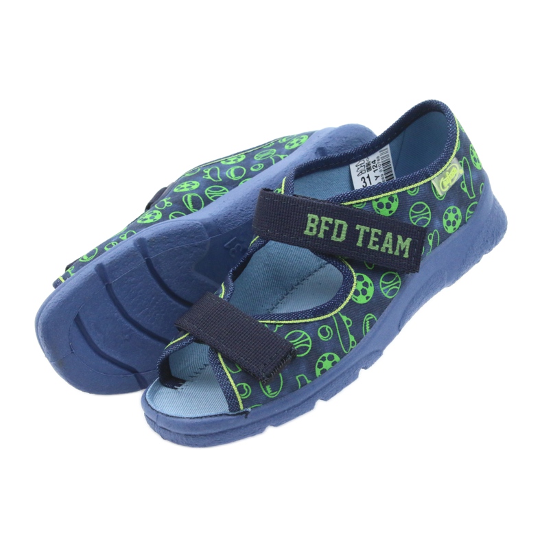 Befado chaussures pour enfants sandales pantoufles 969y124 vert bleu marin 4