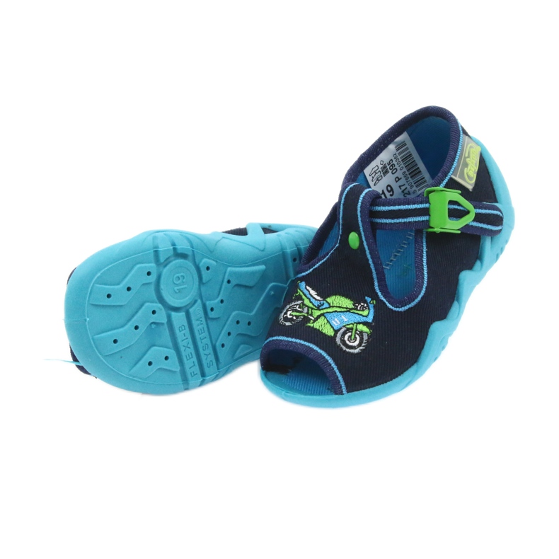 Befado chaussures pour enfants pantoufles 217p095 bleu vert bleu marin 4