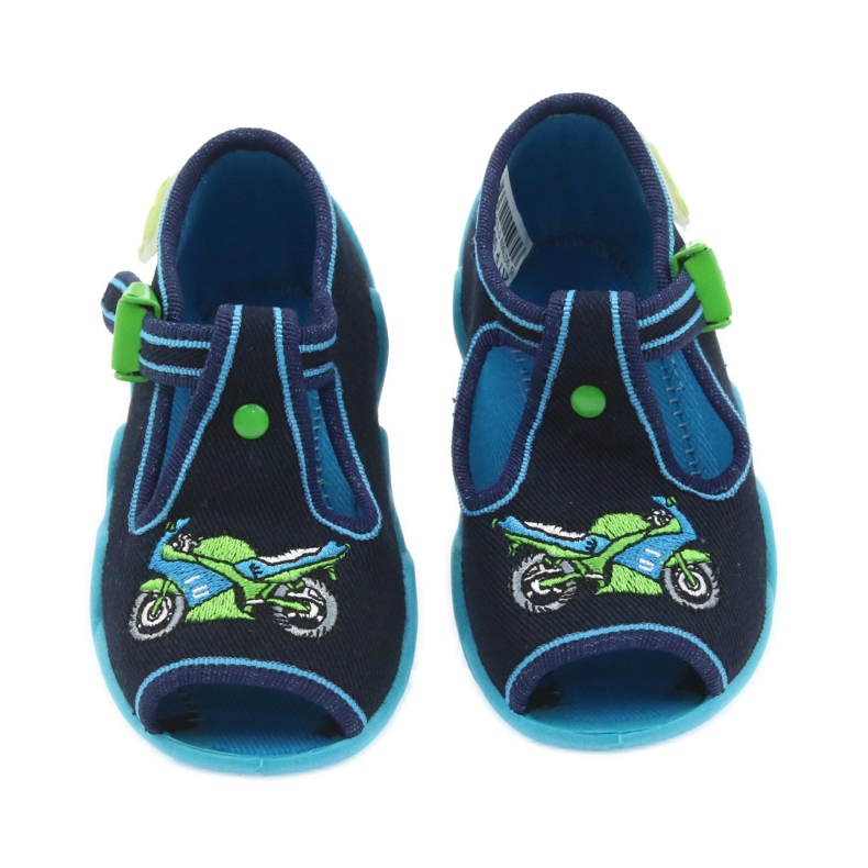 Befado chaussures pour enfants pantoufles 217p095 bleu vert bleu marine 3