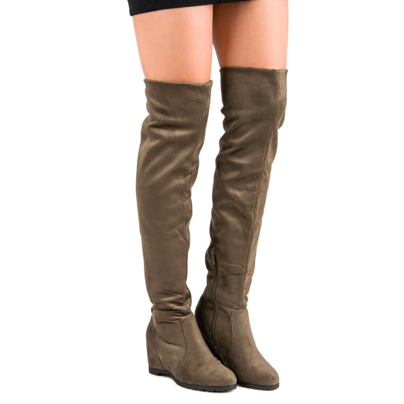 Super Me Bottes compensées hautes vert 2