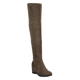 Super Me Bottes compensées hautes vert 4