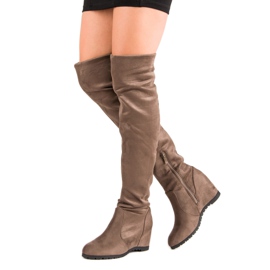 Super Me Bottes hautes compensées brun 3