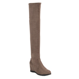 Super Me Bottes hautes compensées brun 4