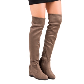 Super Me Bottes hautes compensées brun 2
