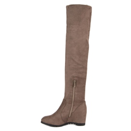 Super Me Bottes hautes compensées brun 1
