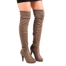 Super Me Bottes en daim sur un talon haut brun 2
