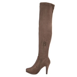 Super Me Bottes en daim sur un talon haut brun 1