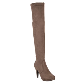 Super Me Bottes en daim sur un talon haut brun 4
