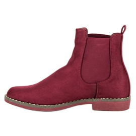 Super Mode Bottines Chelsea en daim bordeaux rouge 5