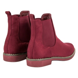 Super Mode Bottines Chelsea en daim bordeaux rouge 6