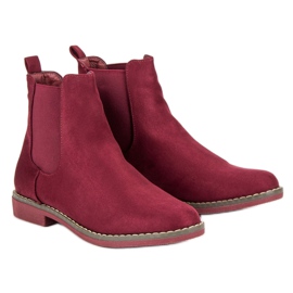 Super Mode Bottines Chelsea en daim bordeaux rouge 7