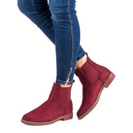 Super Mode Bottines Chelsea en daim bordeaux rouge 3