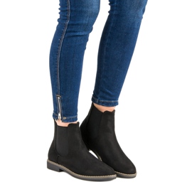 Super Mode Bottines Chelsea en daim noires le noir 6