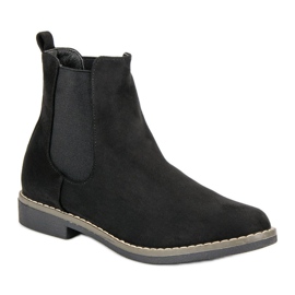 Super Mode Bottines Chelsea en daim noires le noir 2