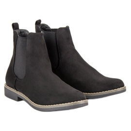 Super Mode Bottines Chelsea en daim noires le noir 5