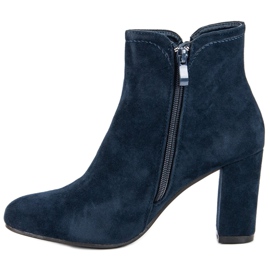 Bottines en daim sur le poteau noir bleu 1