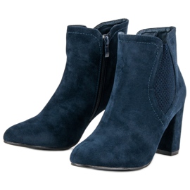 Bottines en daim sur le poteau le noir bleu 2