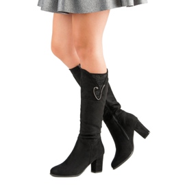 Bottines à talons en daim le noir 2