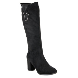 Bottines à talons en daim le noir 3