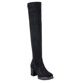 Bottines compensées en daim le noir 3