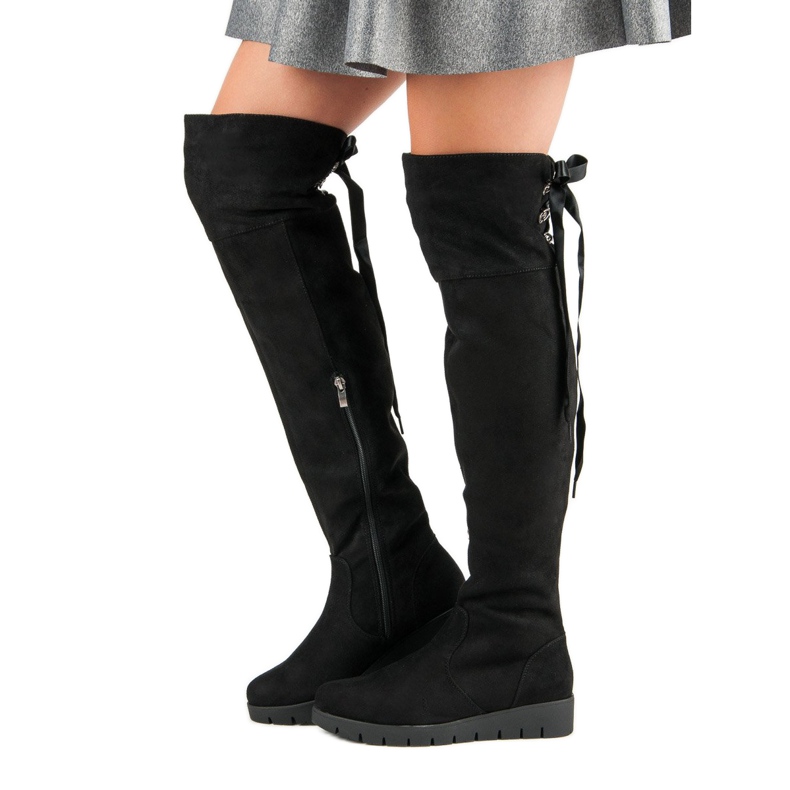 Filippo Bottes à plateforme en daim le noir 1