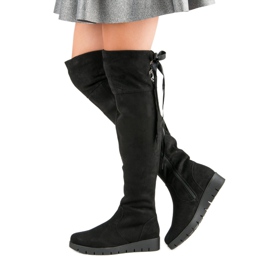 Filippo Bottes à plateforme en daim noir 2